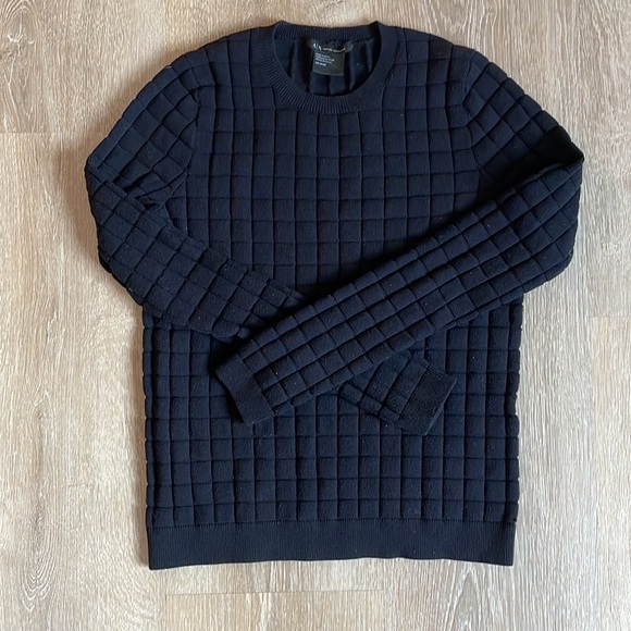 A/X Armani Exchange black quilted pattern knit sweater - Picture 1 of 5